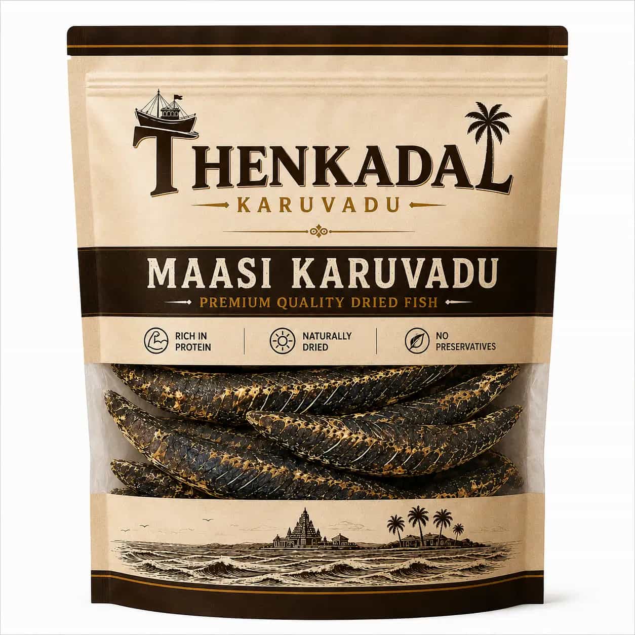 Thenkadal Karuvadu 500g pack of Maasi Karuvadu (dried skipjack tuna)