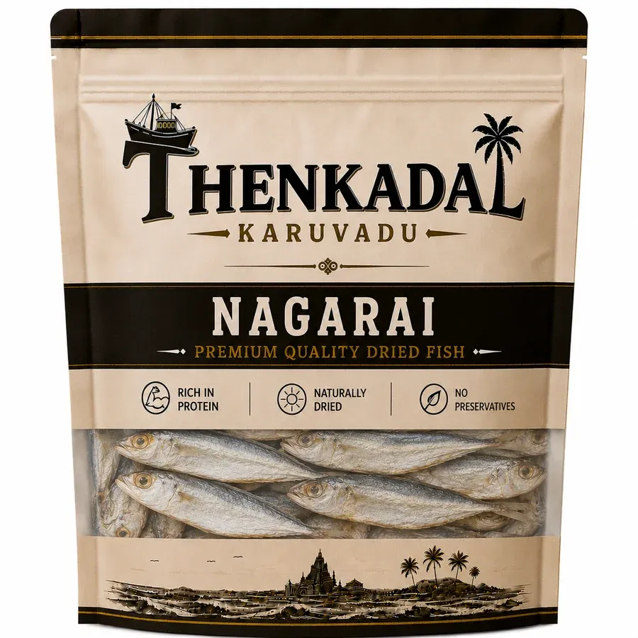 Thenkadal Karuvadu 500g pack of Nagarai Karuvadu (dried red mullet)