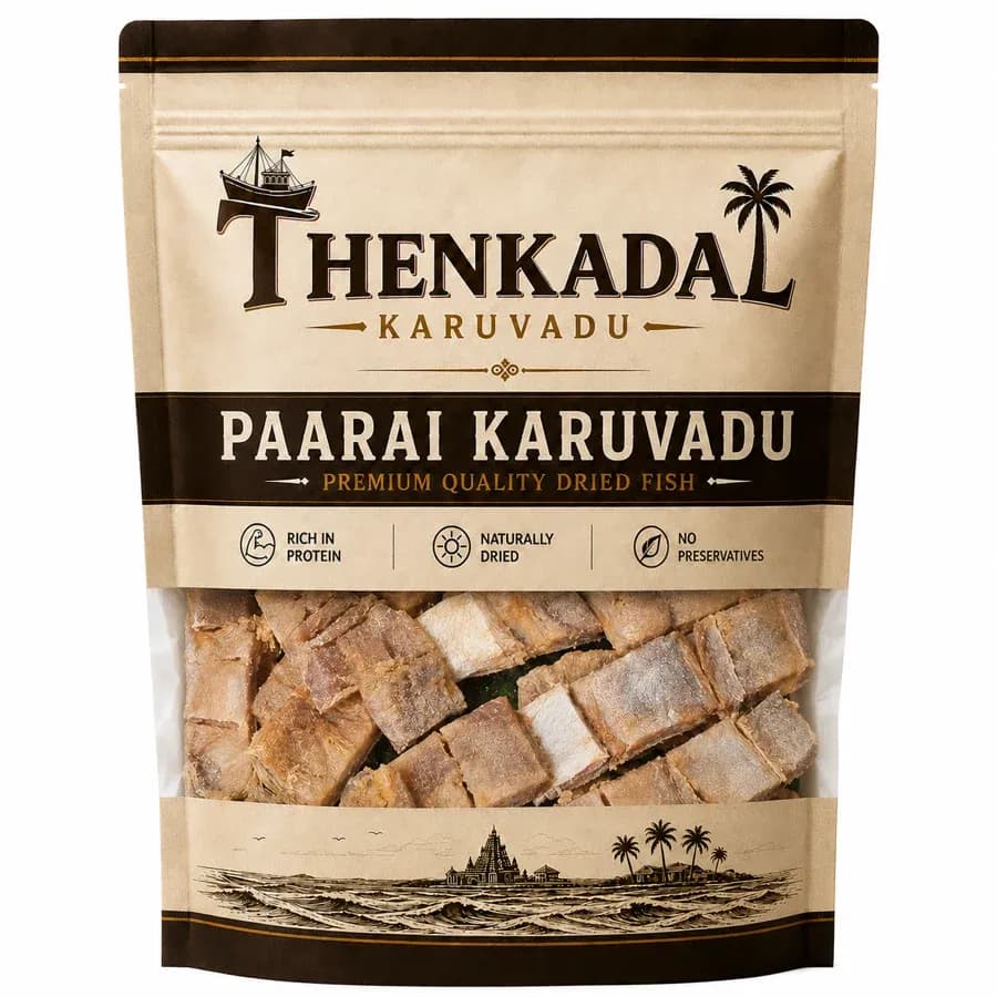 Thenkadal Karuvadu 500g pack of Paarai Karuvadu (dried trevally)