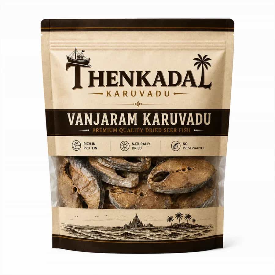 Thenkadal Karuvadu 500g pack of Vanjaram / Nei Meen Karuvadu (dried seer fish)