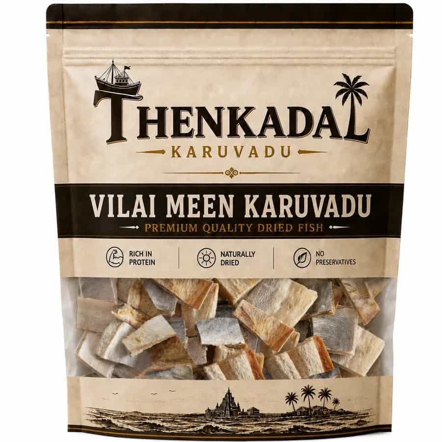 Thenkadal Karuvadu 500g pack of Vilai Meen Karuvadu (dried emperor fish)
